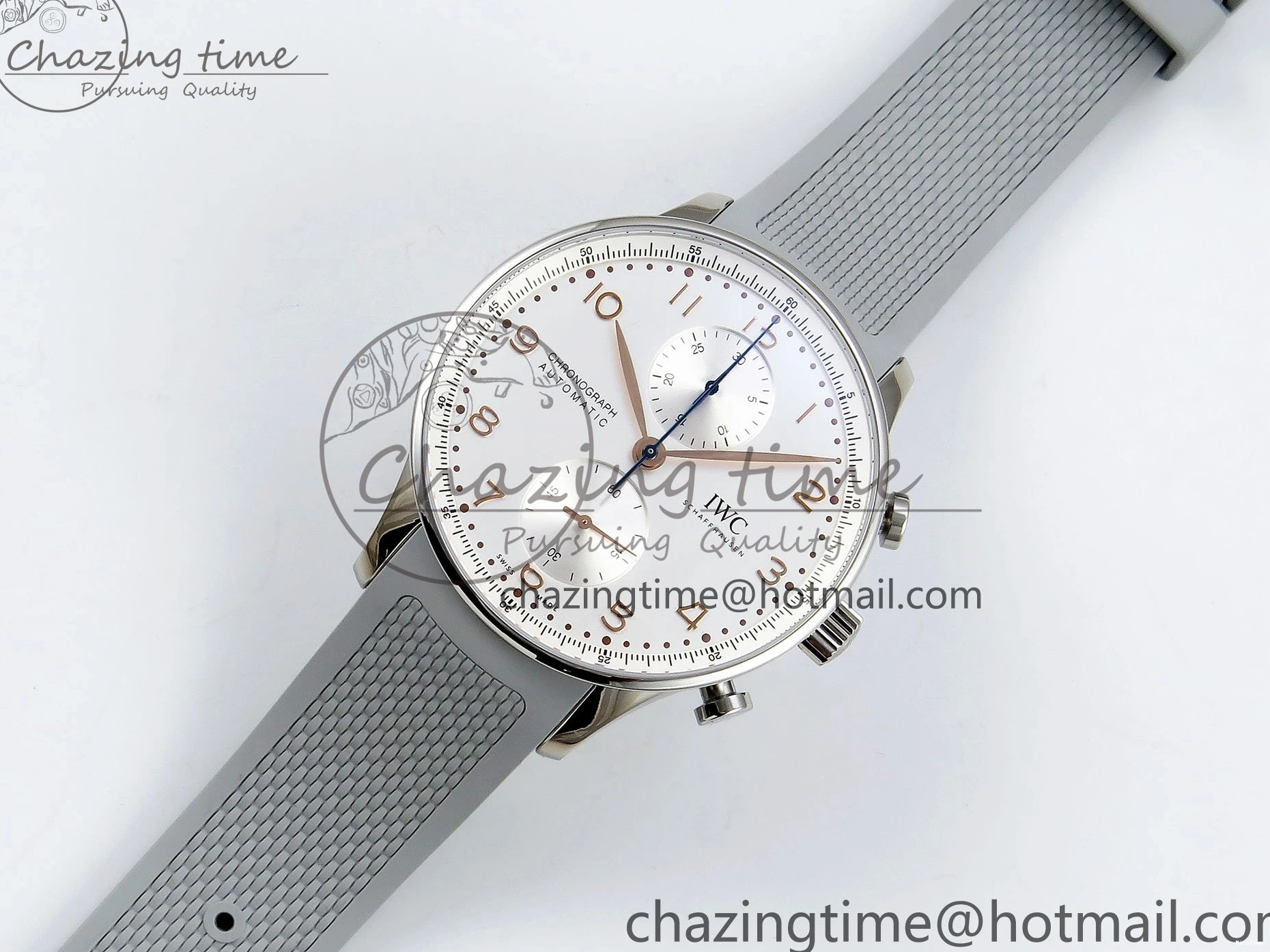 MIROTIME 0502 Portuguese Chrono IW3716 Z+F 1:1 Best Edition White Dial on Gray Rubber Strap A WrinkleFree 7014